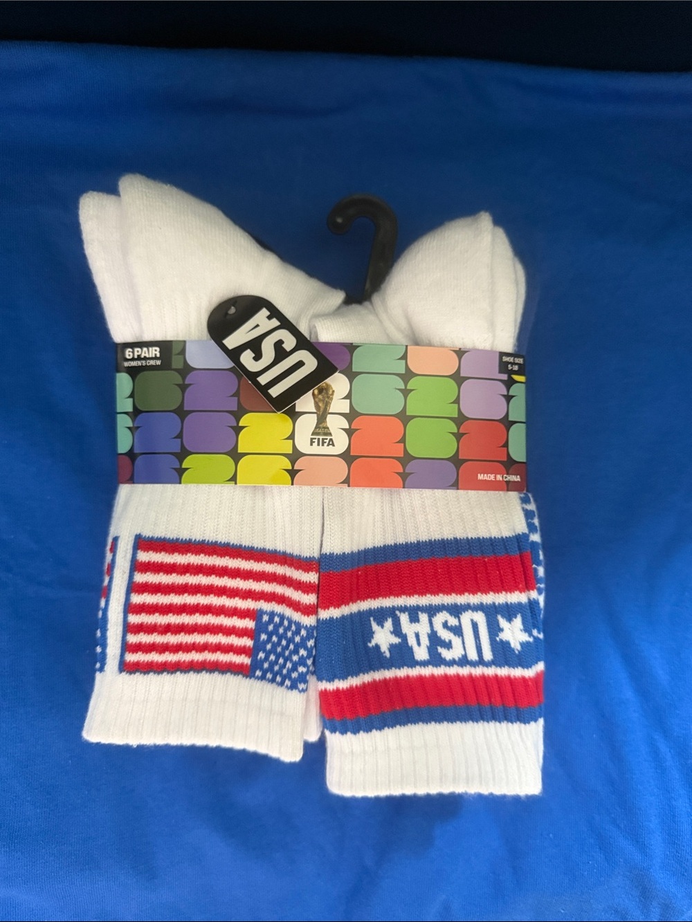 USA Flag White Crew Socks - Patriotic Men's Athletic Socks